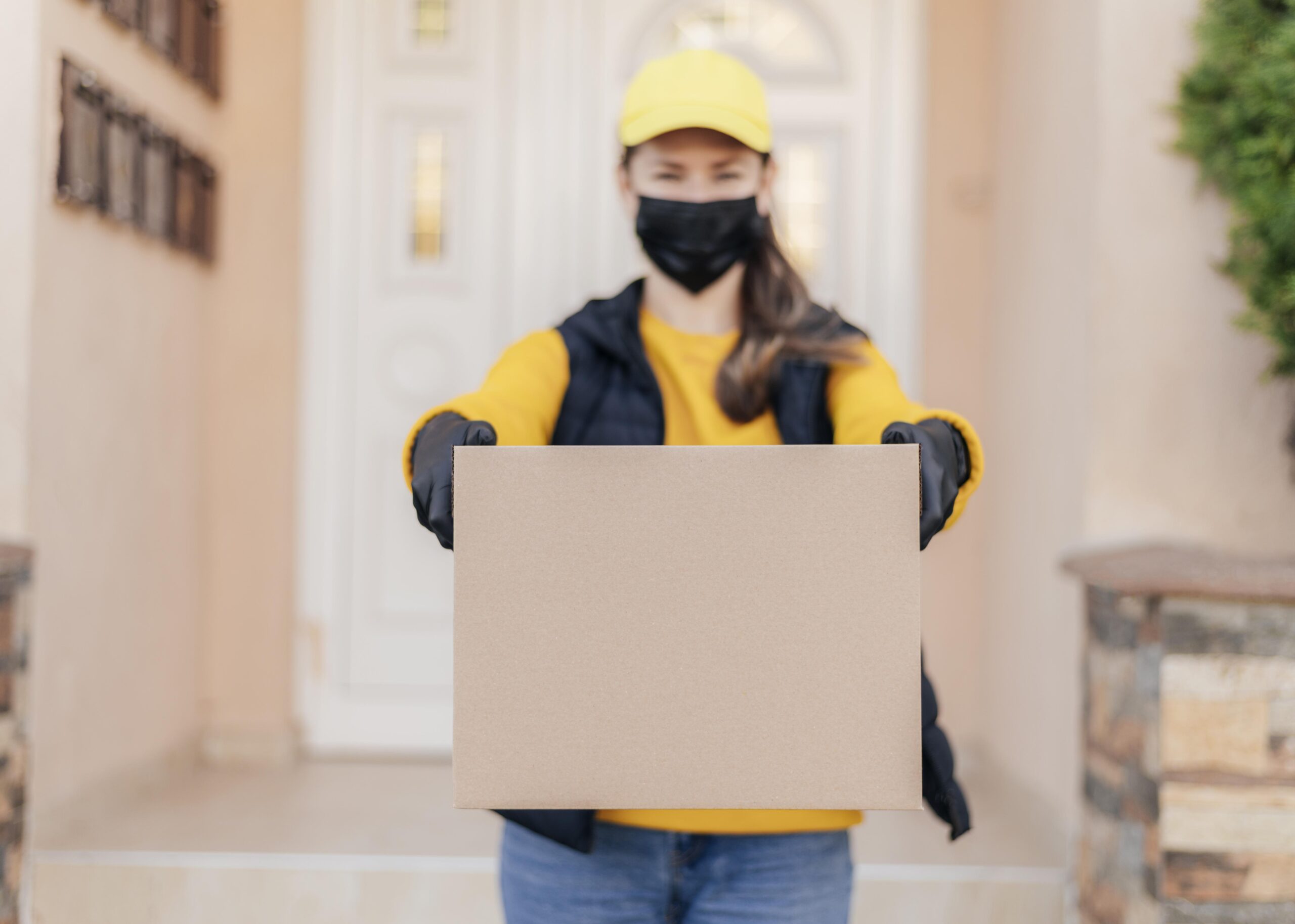 front-view-woman-holding-box designer-moving